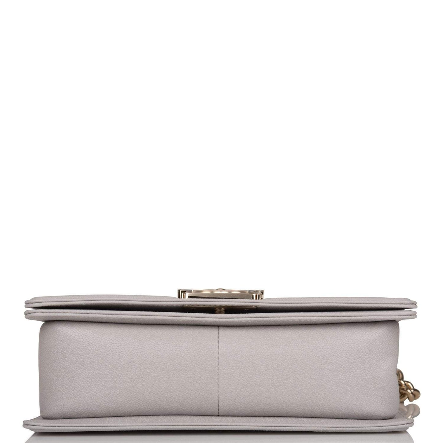 Chanel Medium Boy Bag Gray Quilted Caviar Light Gold Hardware