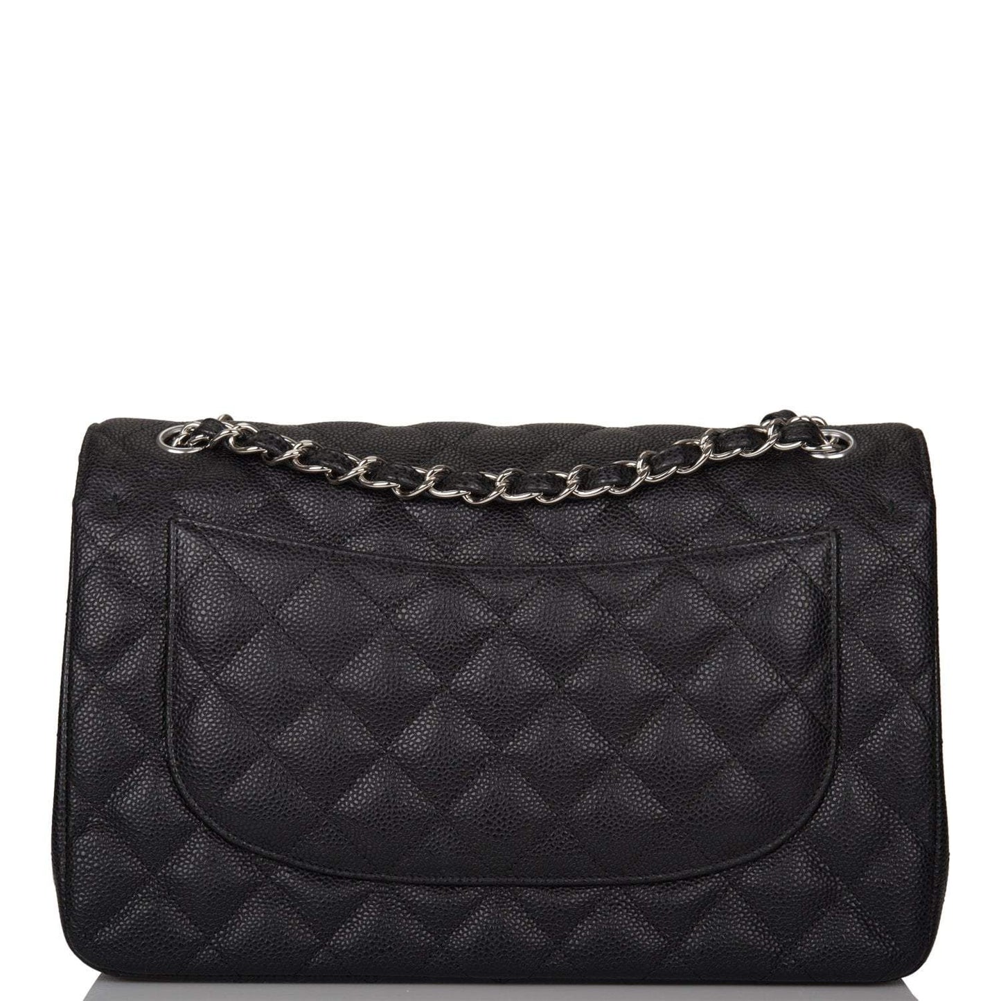 Chanel Jumbo Classic Double Flap Bag Black Caviar Silver Hardware