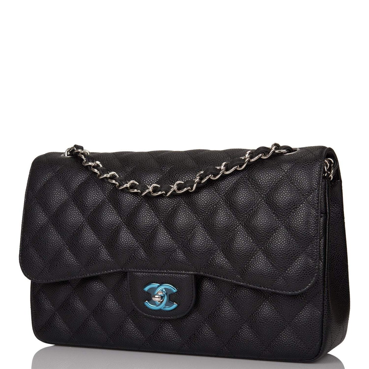Chanel Jumbo Classic Double Flap Bag Black Caviar Silver Hardware