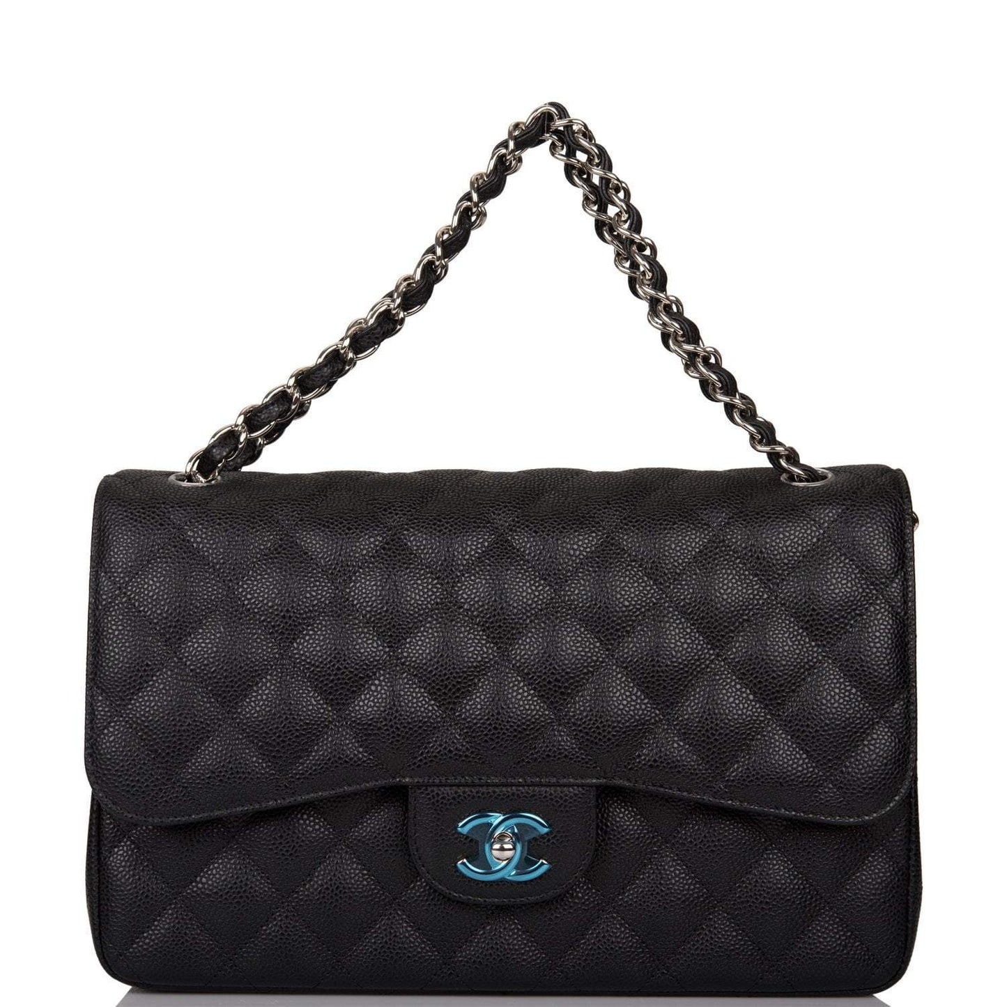 Chanel Jumbo Classic Double Flap Bag Black Caviar Silver Hardware
