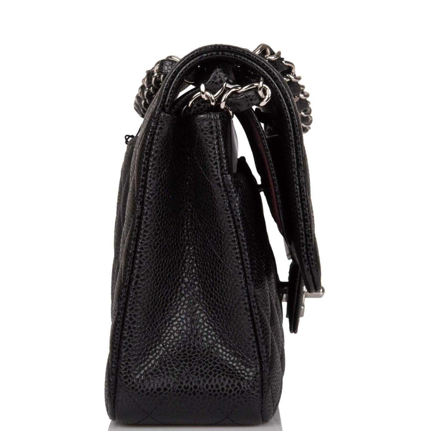 Chanel Medium Classic Double Flap Bag Black Quilted Caviar Silver Hardware