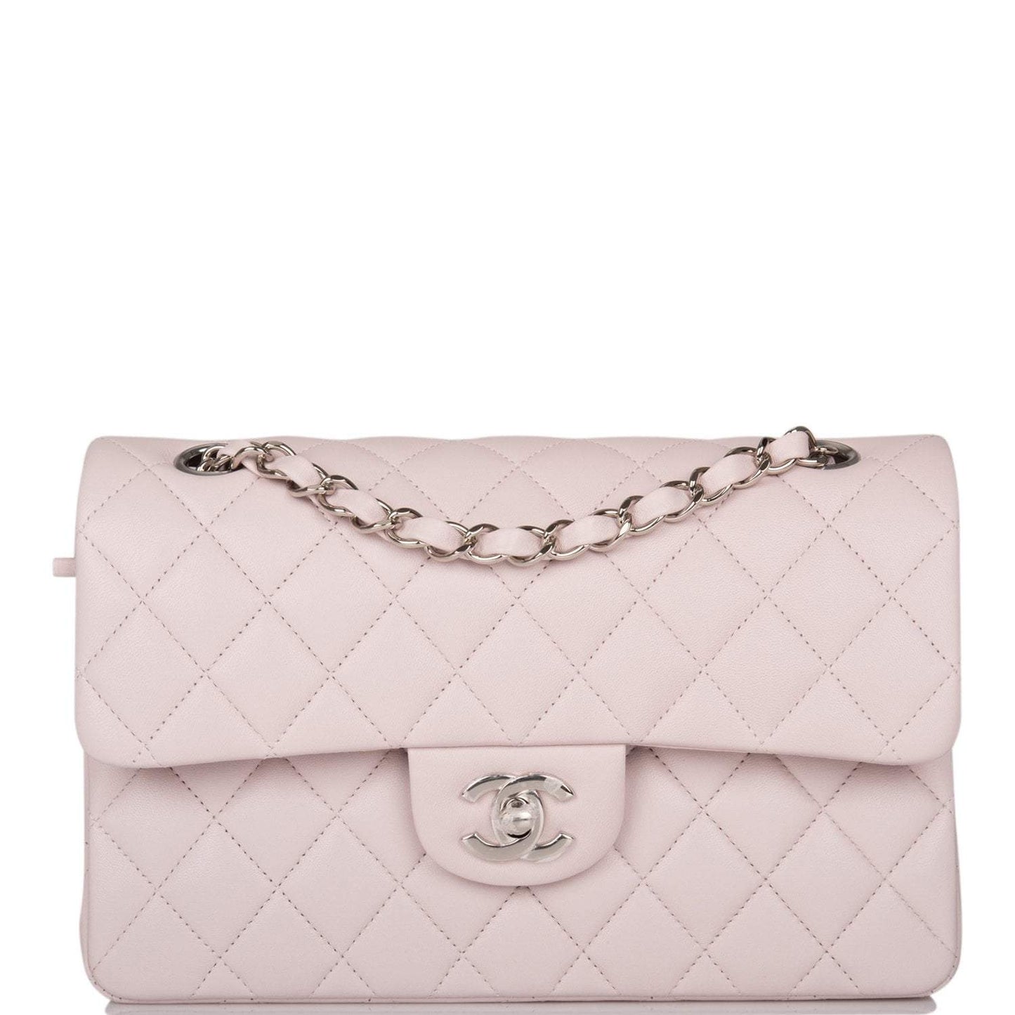 Chanel Small Classic Double Flap Bag Light Purple Lambskin Silver Hardware