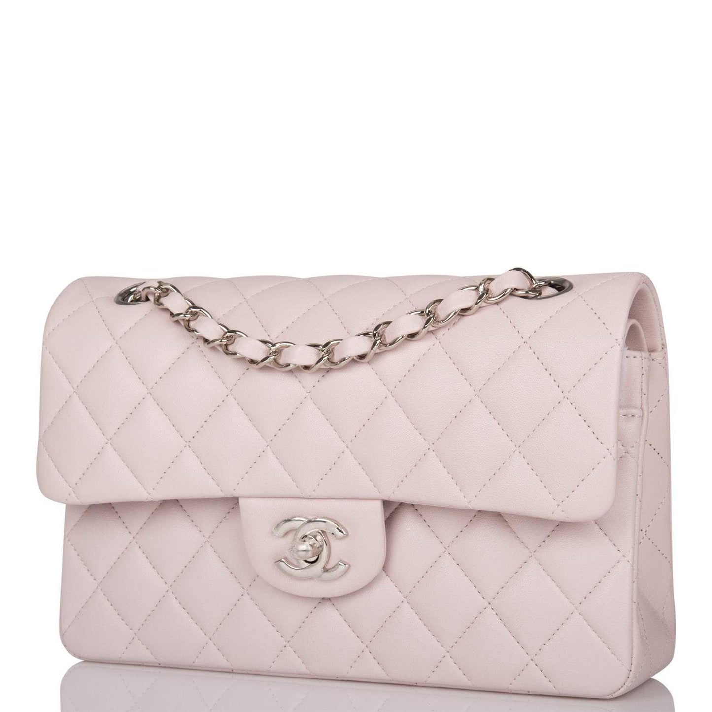 Chanel Small Classic Double Flap Bag Light Purple Lambskin Silver Hardware