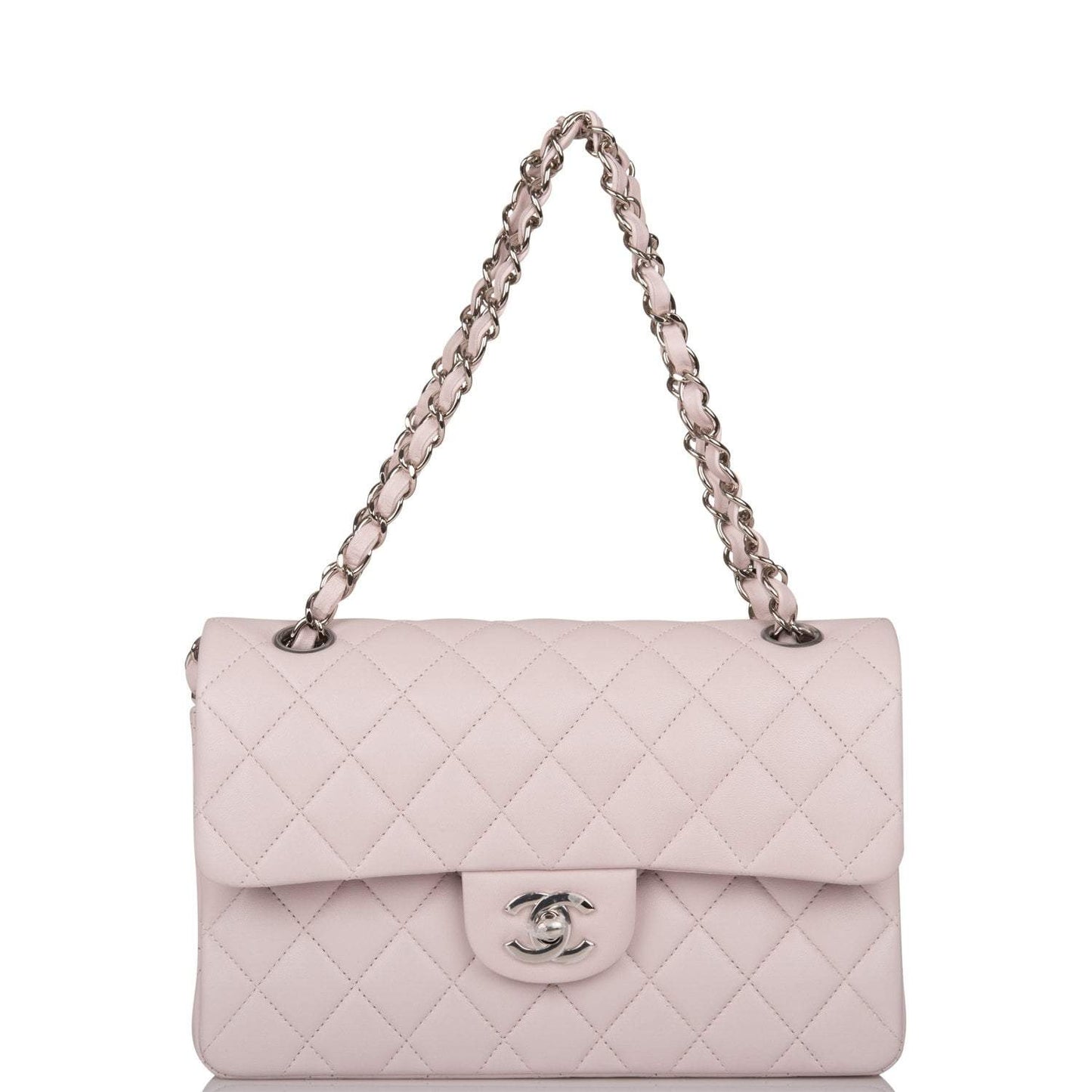 Chanel Small Classic Double Flap Bag Light Purple Lambskin Silver Hardware