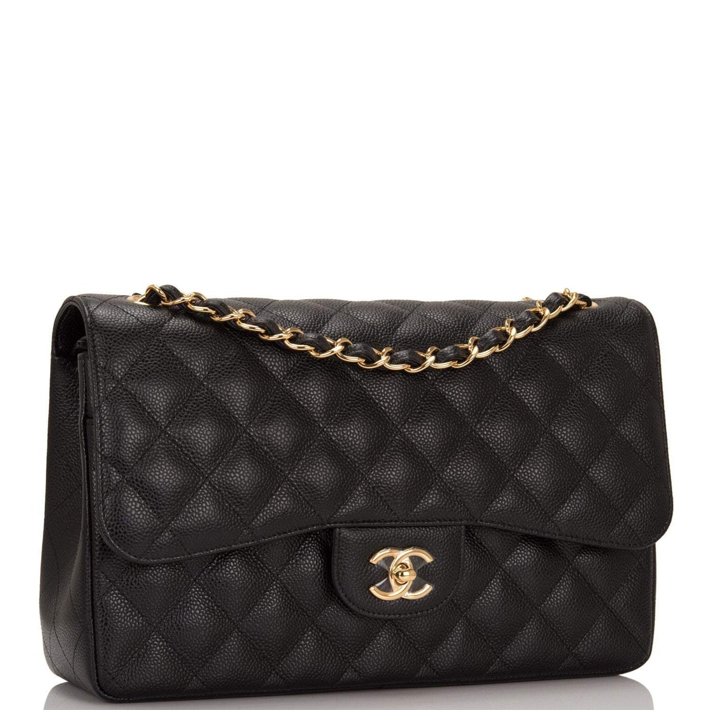 Chanel Jumbo Classic Double Flap Bag Black Caviar Gold Hardware