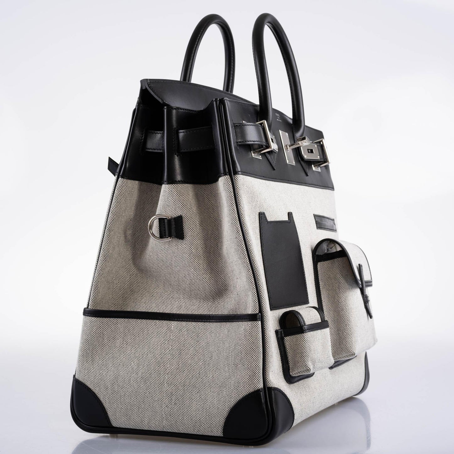 Hermes Cargo HAC Birkin 40 Black Box & Toile with Palladium Hardware - 2021, Z