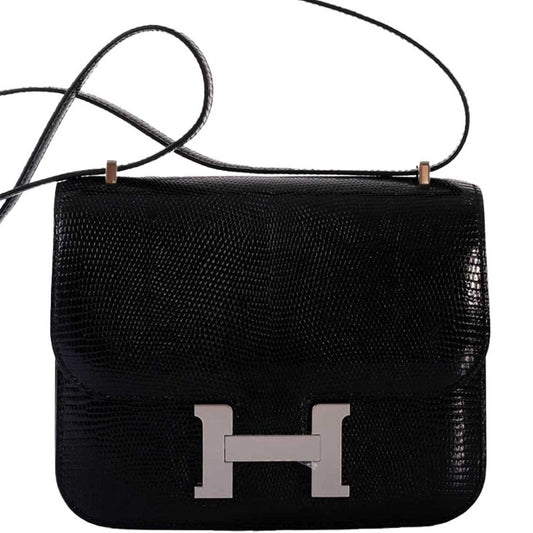 Hermes Constance 18 Black Salvator Lizard Palladium Hardware - 2021, Z