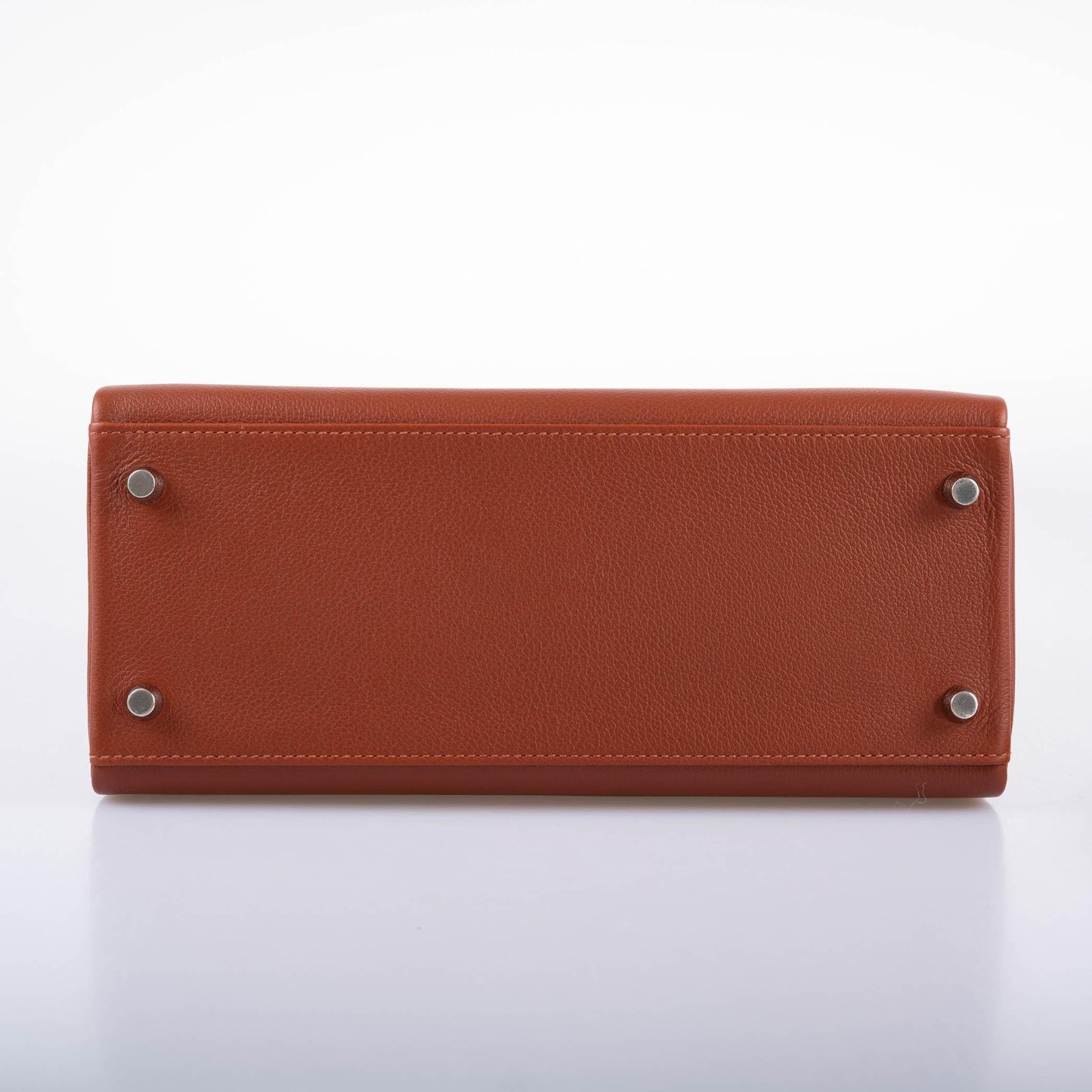 Hermes Kelly 28 Retourne Sienne Verso Deep Blue Evercolor leather with Palladium Hardware