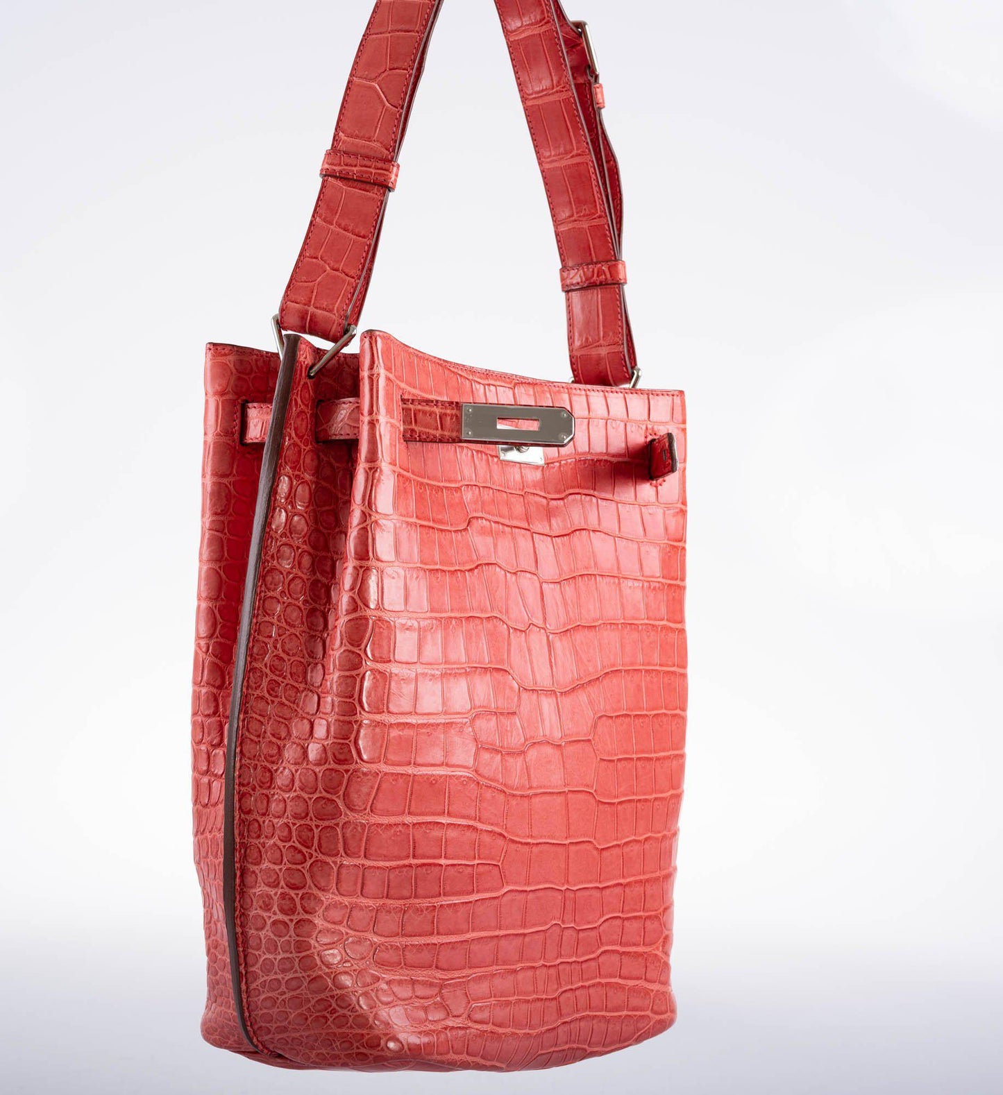 Hermes So Kelly 22 Bougenville Matte Porosus Crocodile Gold Hardware - 2011, O Square