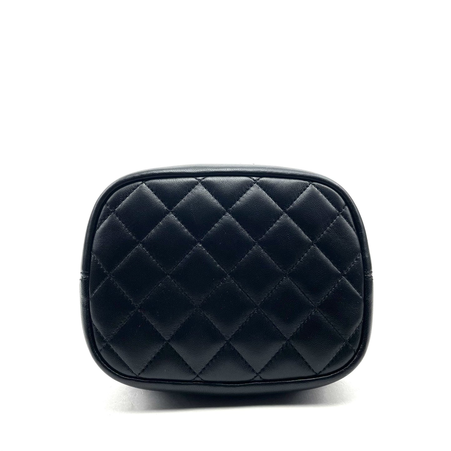 Chanel Logo Charm CC Lambskin Drawstring Bucket Bag