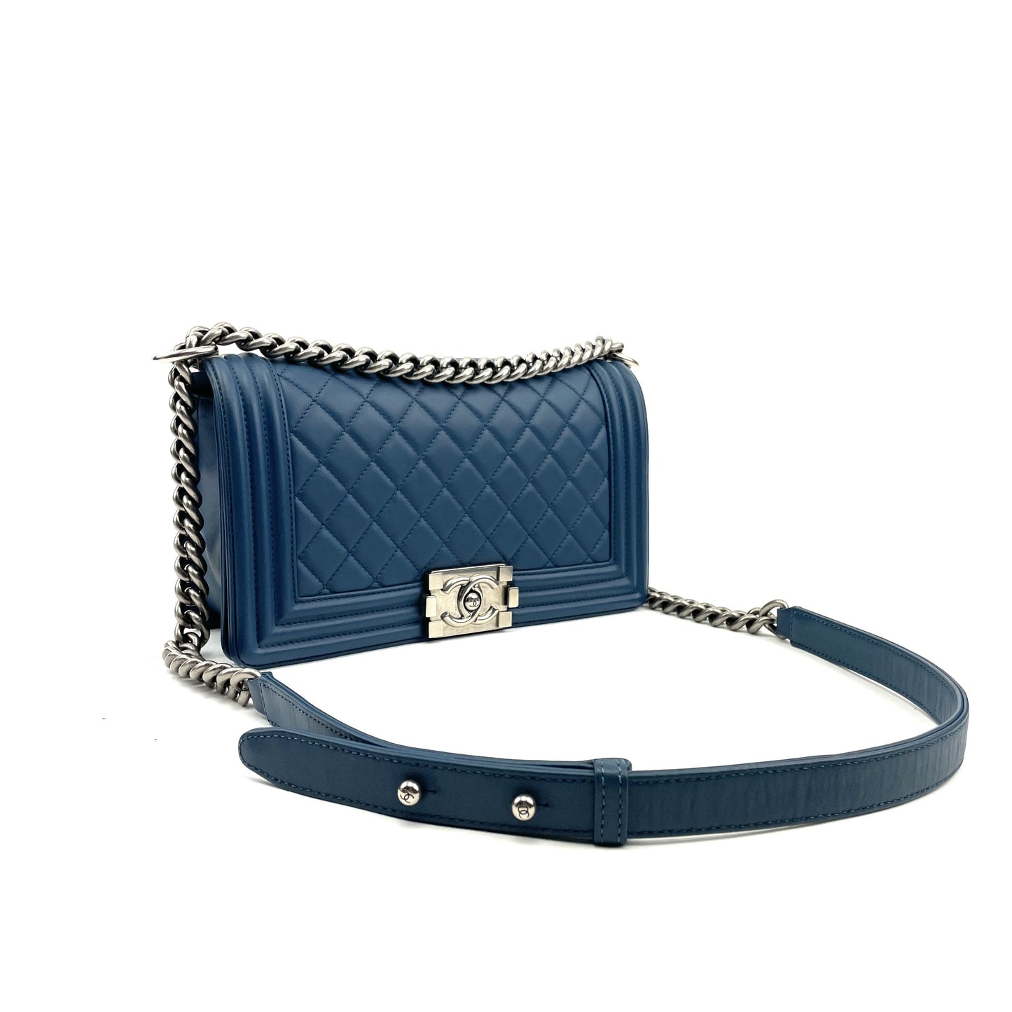 Chanel Medium Quilted Boy Bag Blue