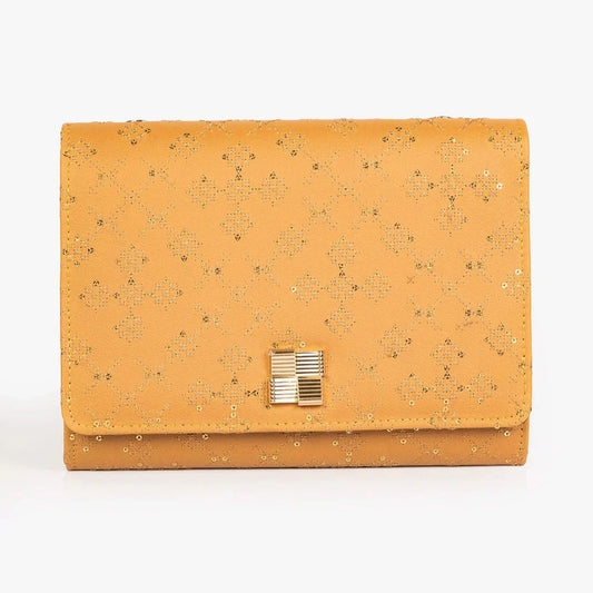 Sequin Embroidered Clutch – Yellow - Exclusu