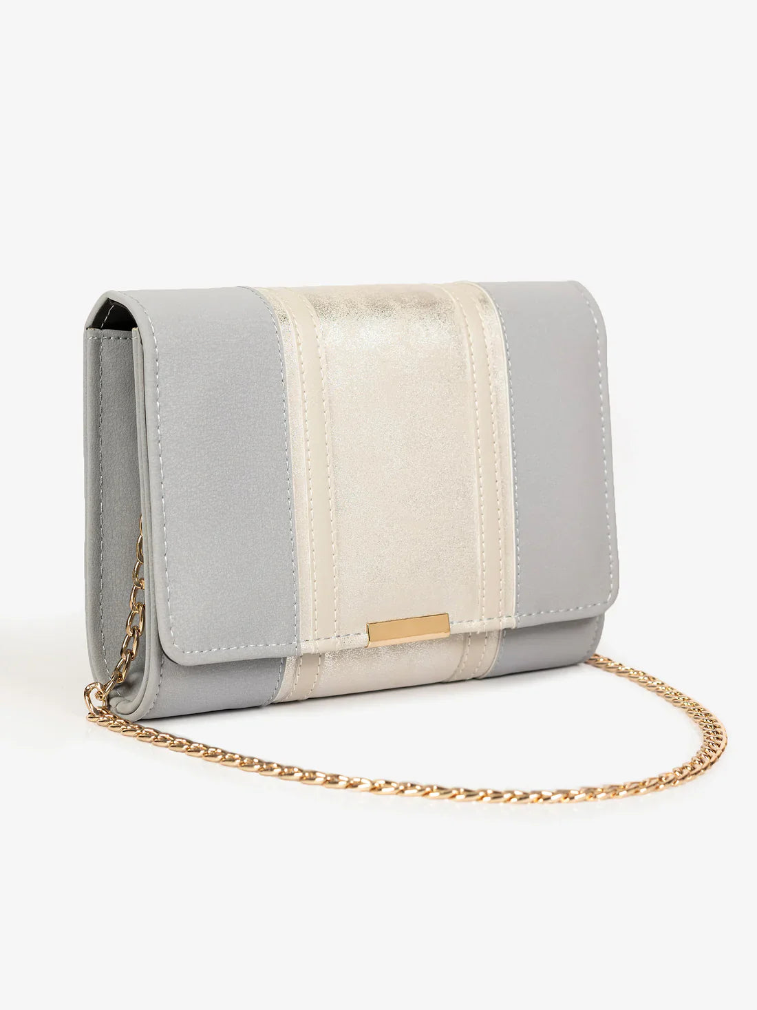 Two-Toned Shimmer Clutch – Grey - Exclusu