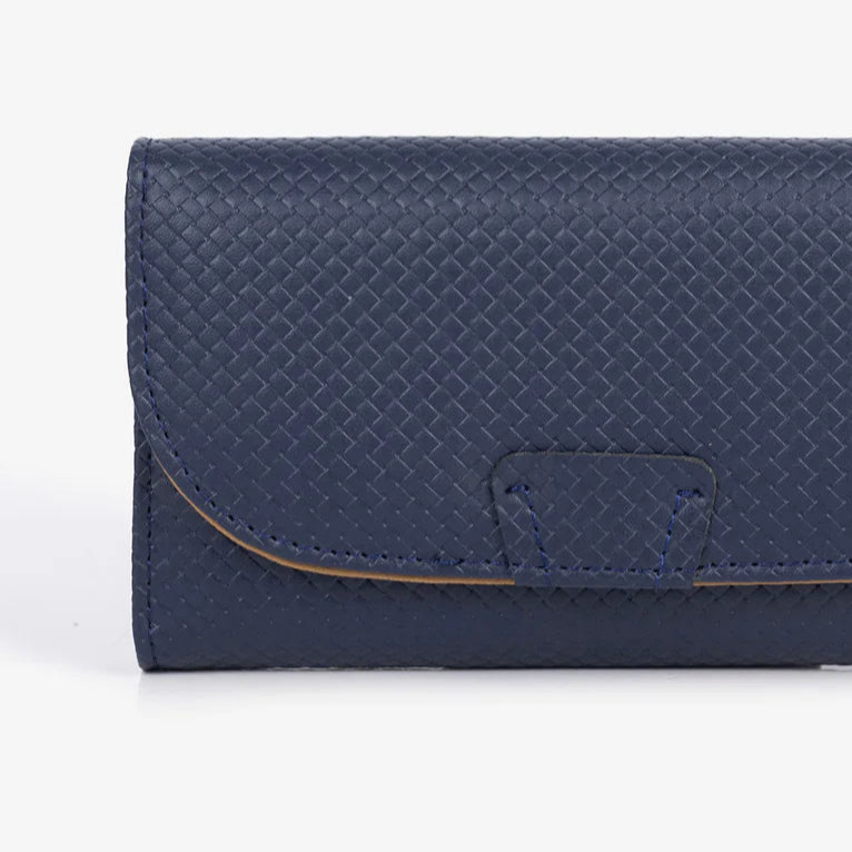 Textured Flap Wallet – Navy - Exclusu