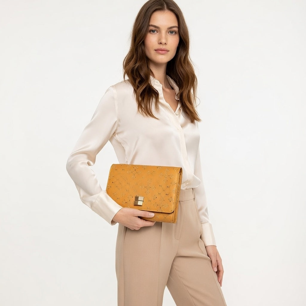 Sequin Embroidered Clutch – Yellow