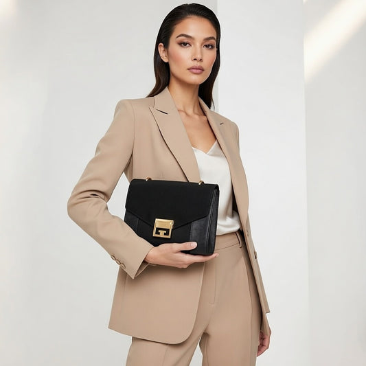 Classic Clutch with Brooch – Black